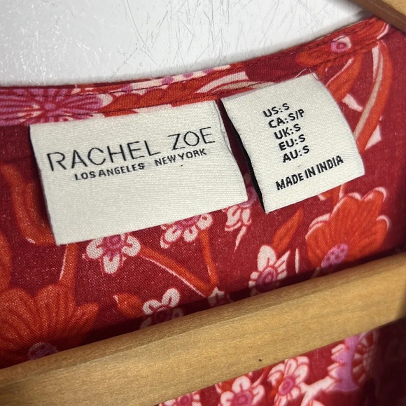 RACHEL ZOE Embroidered Boho Floral V Neck Valentines Day Peasant Babydoll Blouse - Picture 7 of 9